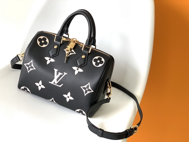 Louis Vuitton White Speedy Bandoulière 25 M58947 black